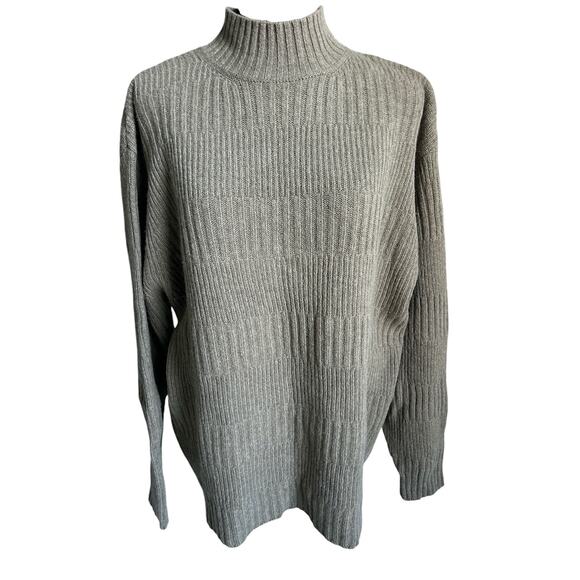 Eastside Westside Size Large 100%‎ Lambswool Earth Green Mock Neck Sweater - Picture 1 of 6